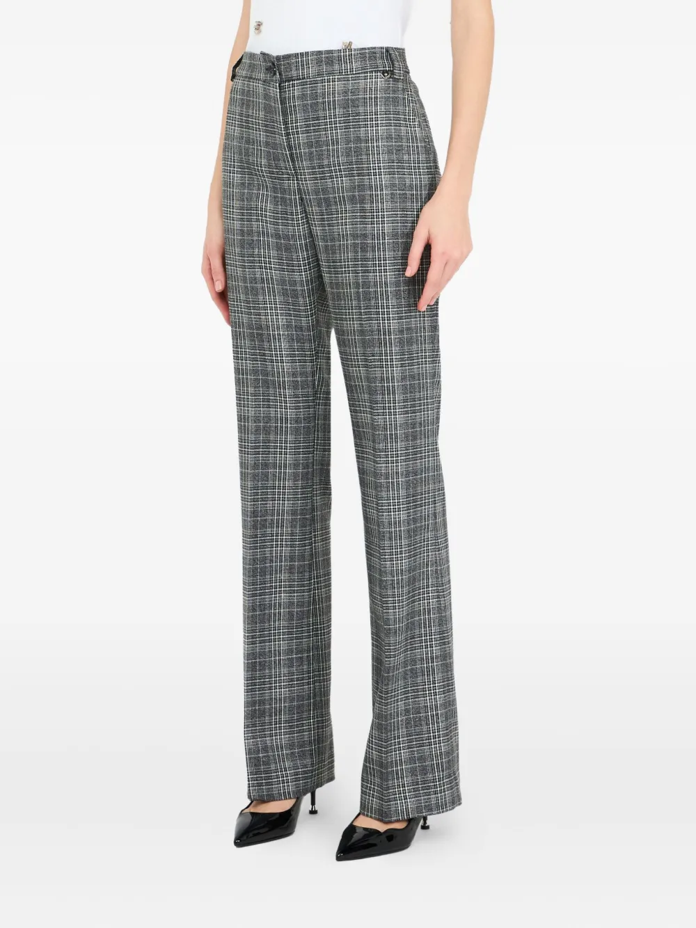 Liu •jo Glen Plaid Flare Trousers In Gray