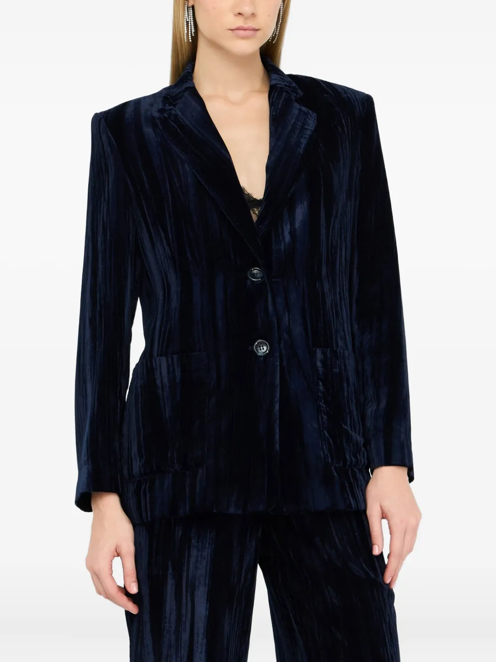 LIU JO Geplooide fluwelen blazer Blauw