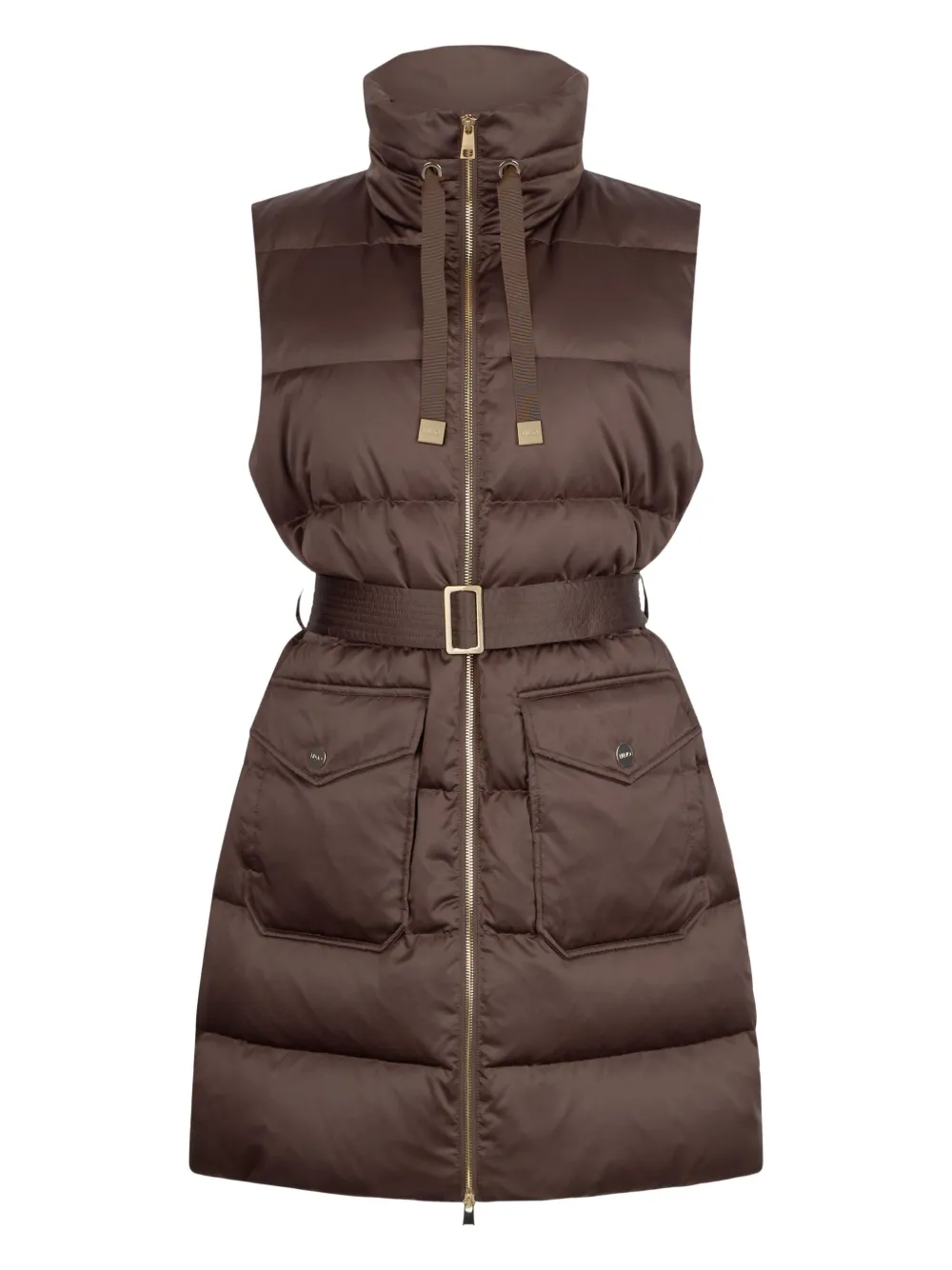 Liu •jo Longline Padded Vest In Brown