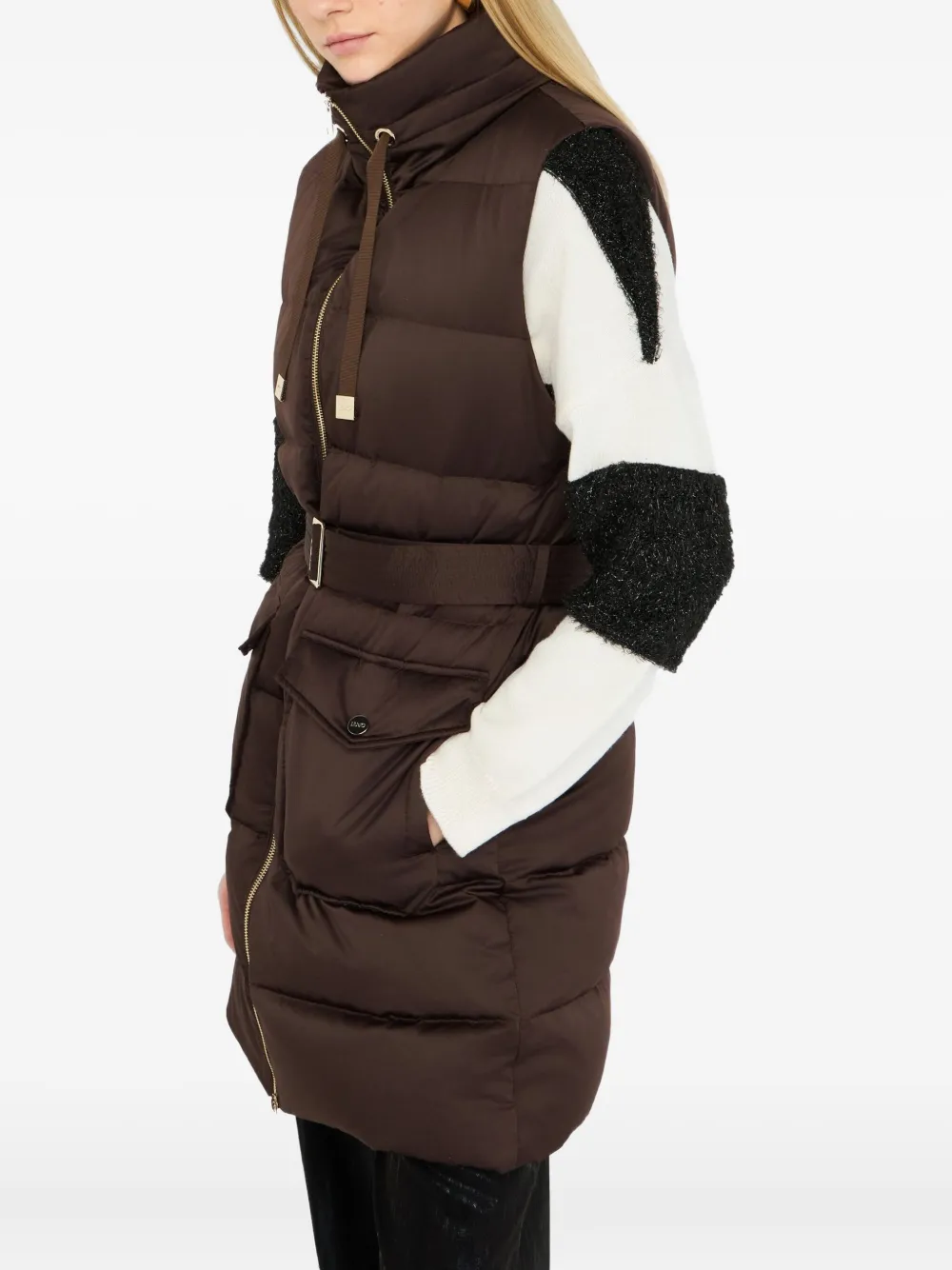 Liu •jo Longline Padded Vest In Brown