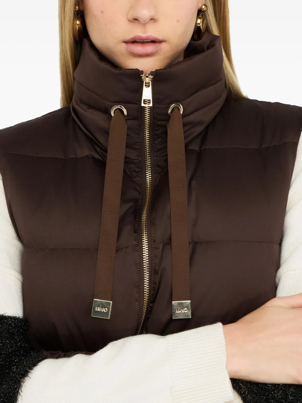 Liu •jo Longline Padded Vest In Brown