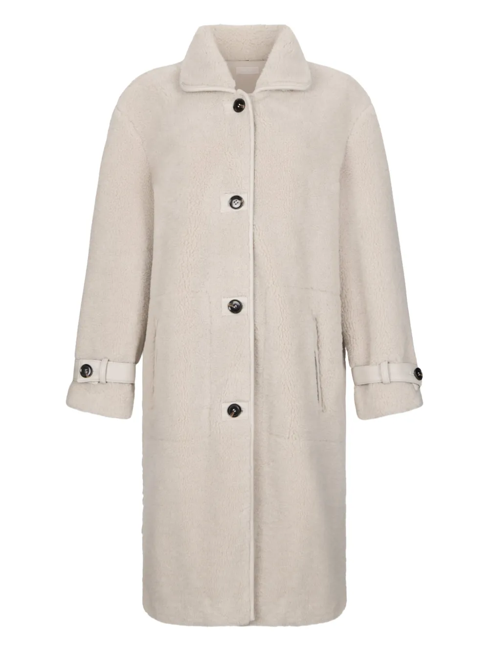 Liu •jo Teddy-texture Classic-collar Coat In Brown