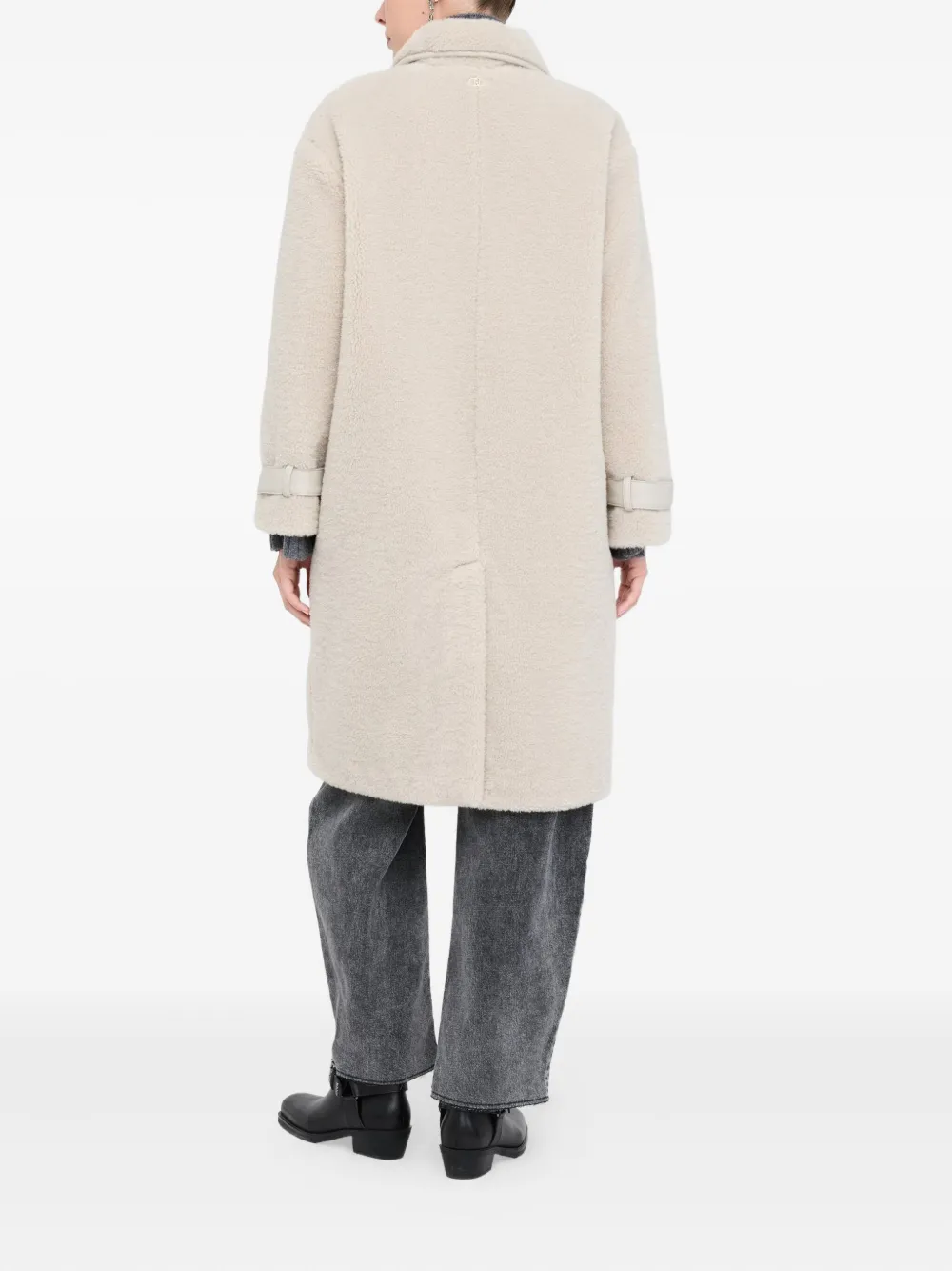 Liu •jo Teddy-texture Classic-collar Coat In Brown