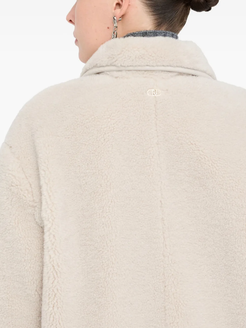 Liu •jo Teddy-texture Classic-collar Coat In Brown