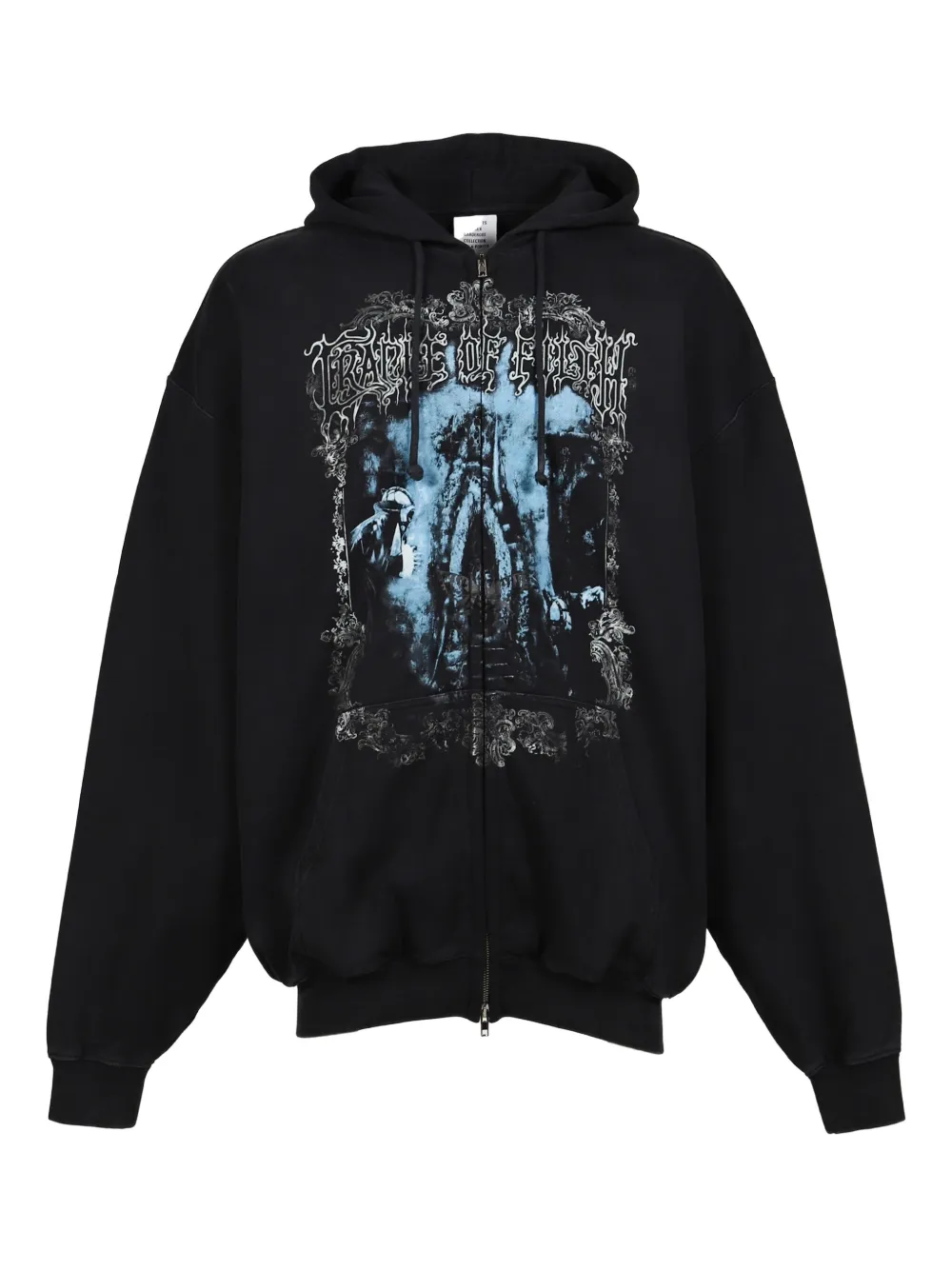 VETEMENTS graphic-print zip-up hoodie | Black | Image 1