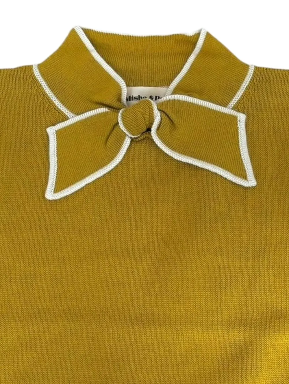 Misha & Puff Gebreid katoenen shirt met strikkraag - Geel