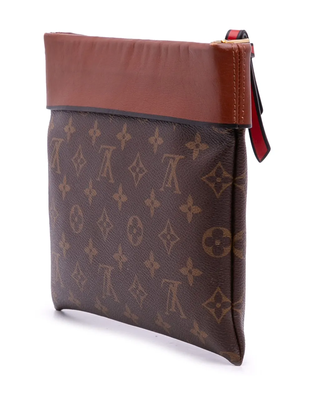 Pre-owned Louis Vuitton 2017 Monogram Pochette Tuileries Clutch Bag In Brown