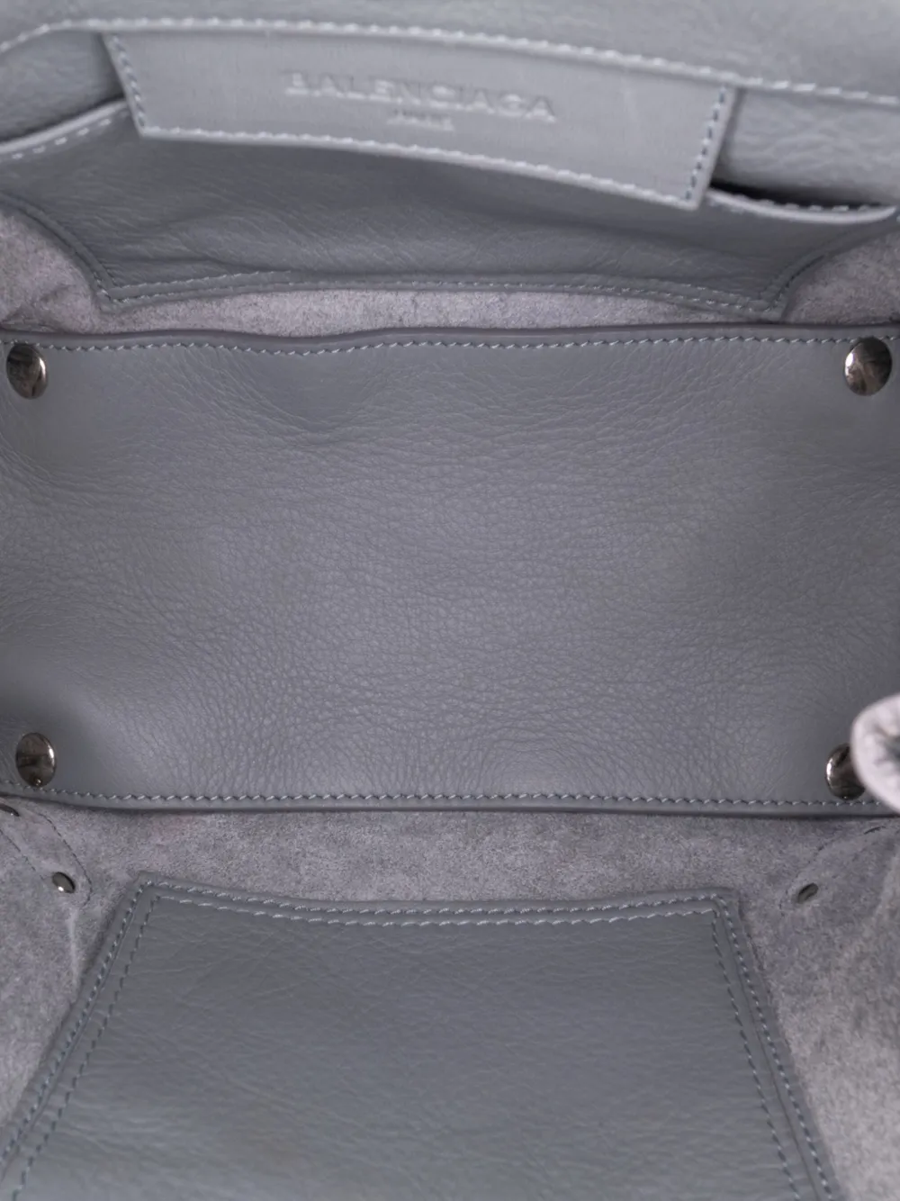 Pre-owned Balenciaga 2014 Mini Leather Papier A4 Zip Around Satchel In Gray