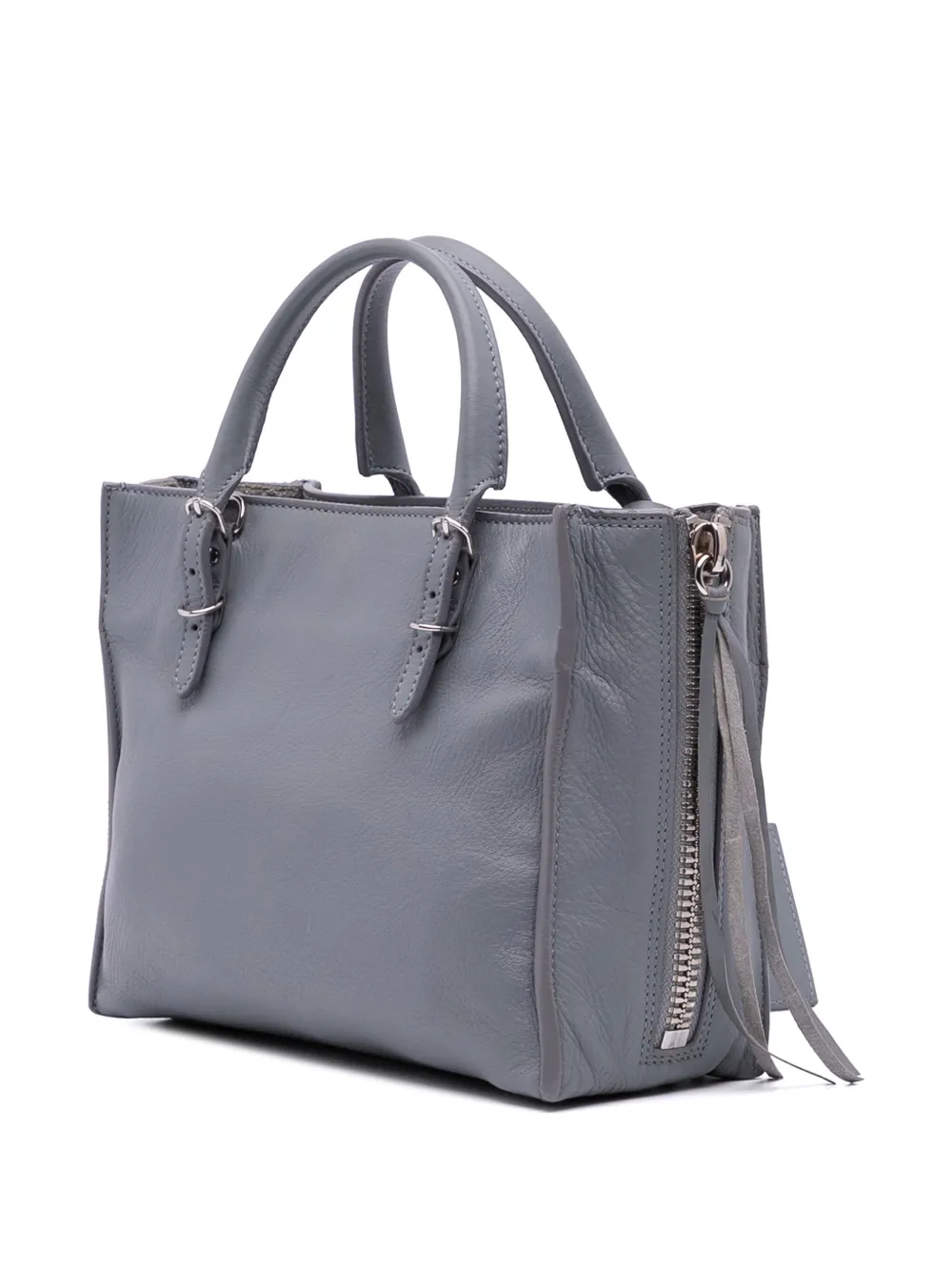 Pre-owned Balenciaga 2014 Mini Leather Papier A4 Zip Around Satchel In Gray
