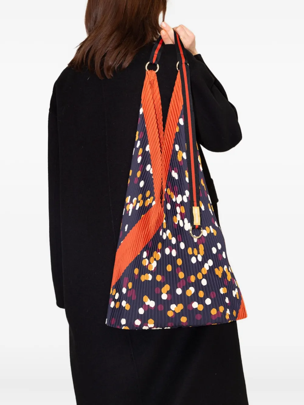 MULTITUDES BAGS Valeria geplooide schoudertas met stippen Blauw