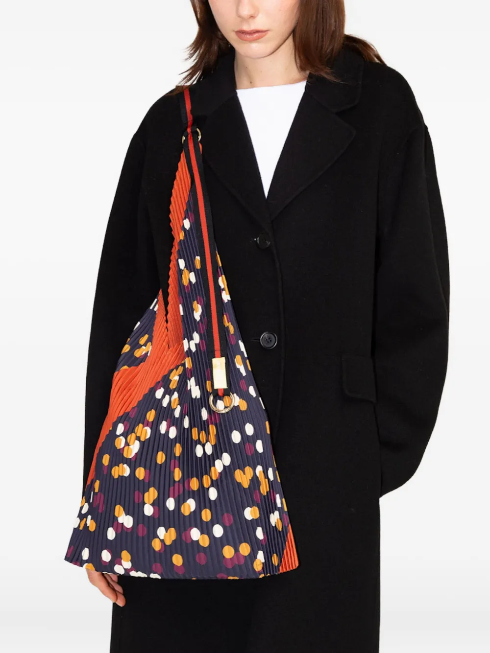 MULTITUDES BAGS Valeria geplooide schoudertas met stippen Blauw