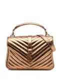 Saint Laurent Pre-Owned 2017 Medium Metallic Calfskin Chevron Monogram College Bag satchel - Brown