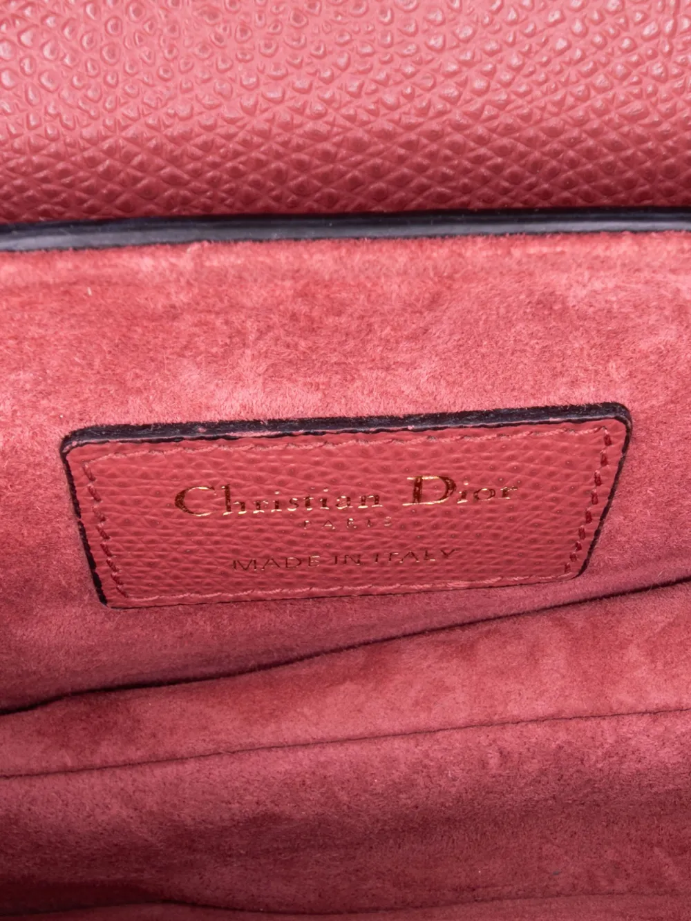 Pre-owned Dior 2019 Mini Grained Calfskin Saddle Bag Satchel In Red