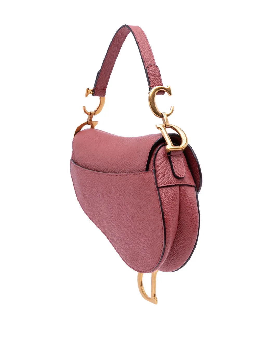 Pre-owned Dior 2019 Mini Grained Calfskin Saddle Bag Satchel In Red