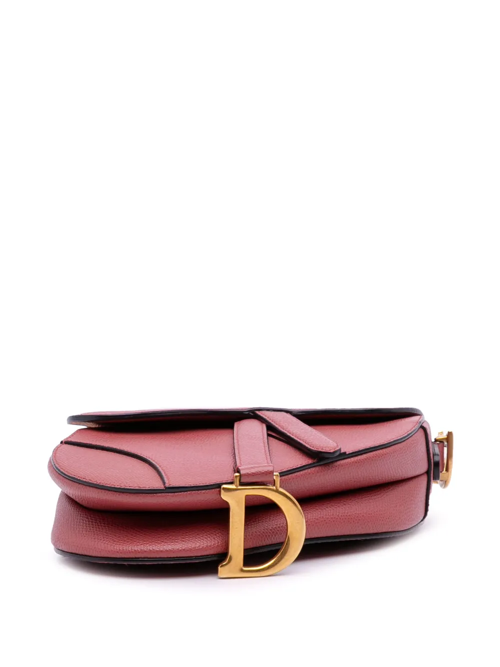Pre-owned Dior 2019 Mini Grained Calfskin Saddle Bag Satchel In Red