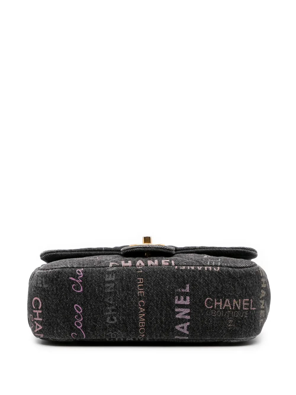 Pre-owned Chanel 2021-2025 Mini Rectangular Quilted Denim Mood Flap Crossbody Bag In Gray