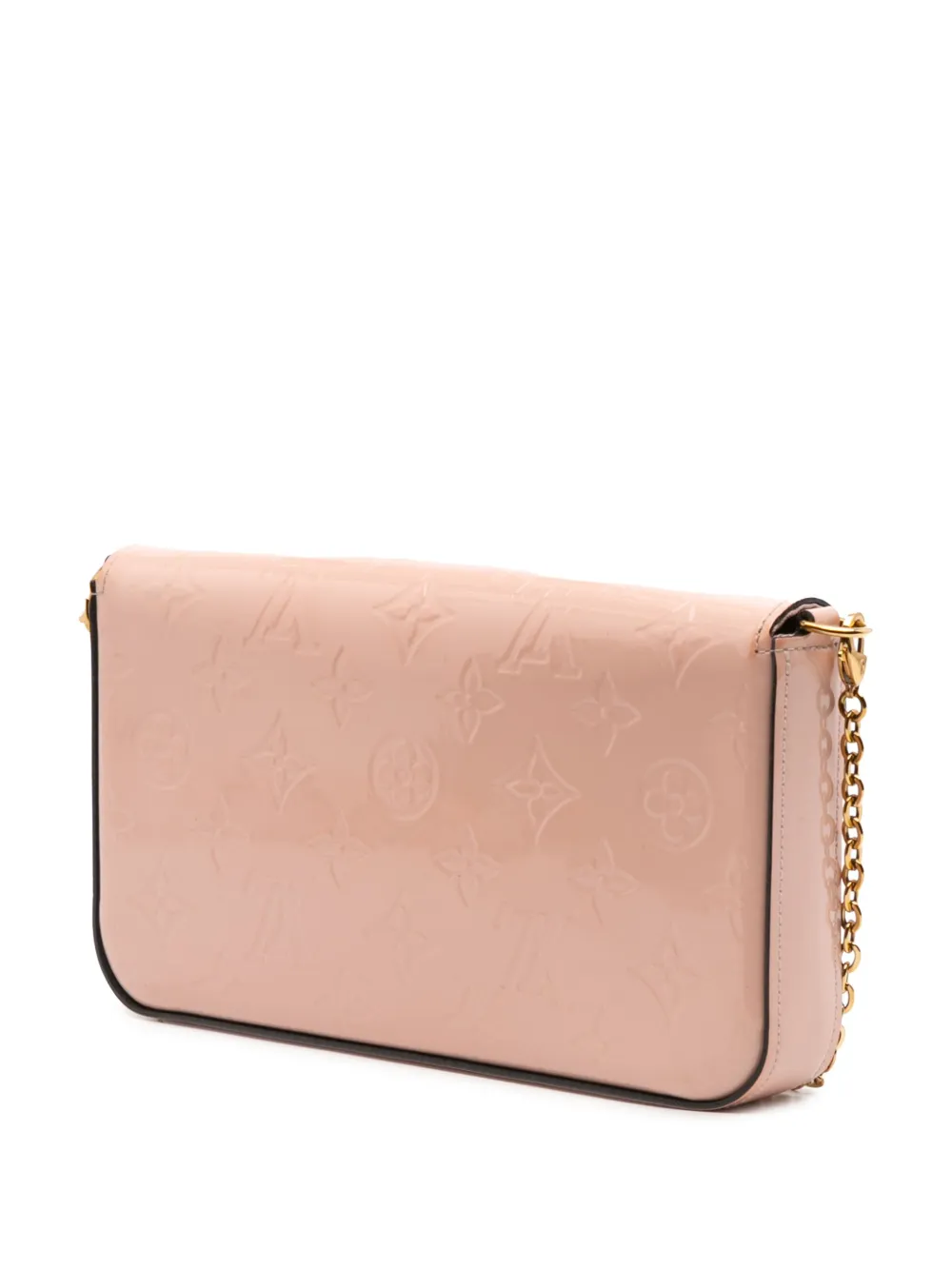 Pre-owned Louis Vuitton 2019 Monogram Vernis Pochette Felicie Crossbody Bag In Pink