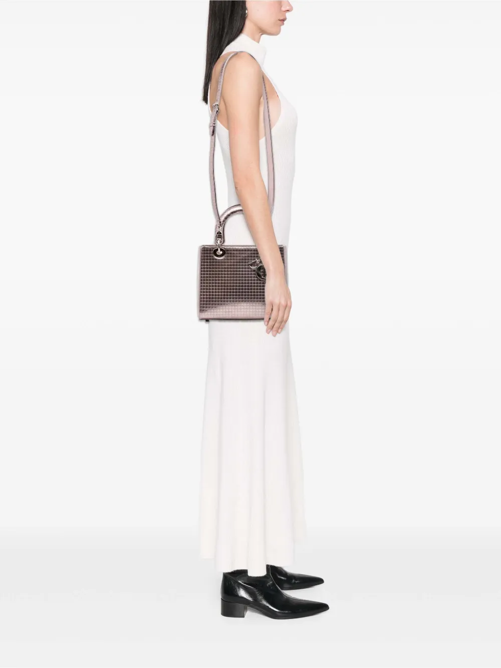 Christian Dior Pre-Owned 2016 Medium Metallic Patent Microcannage Lady Dior satchel | Pre-Owned | Image 2