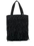 CHANEL Pre-Owned 2000-2002 Mini Suede Studded Fringe tote bag - Black