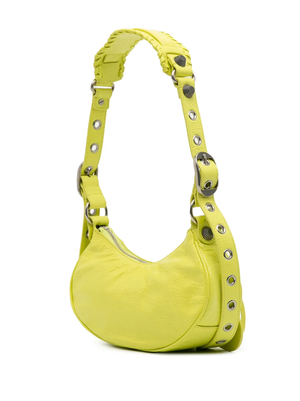 Pre-owned Balenciaga 2010 Lambskin Motocross Le Cagole Xs Crossbody Bag In Yellow