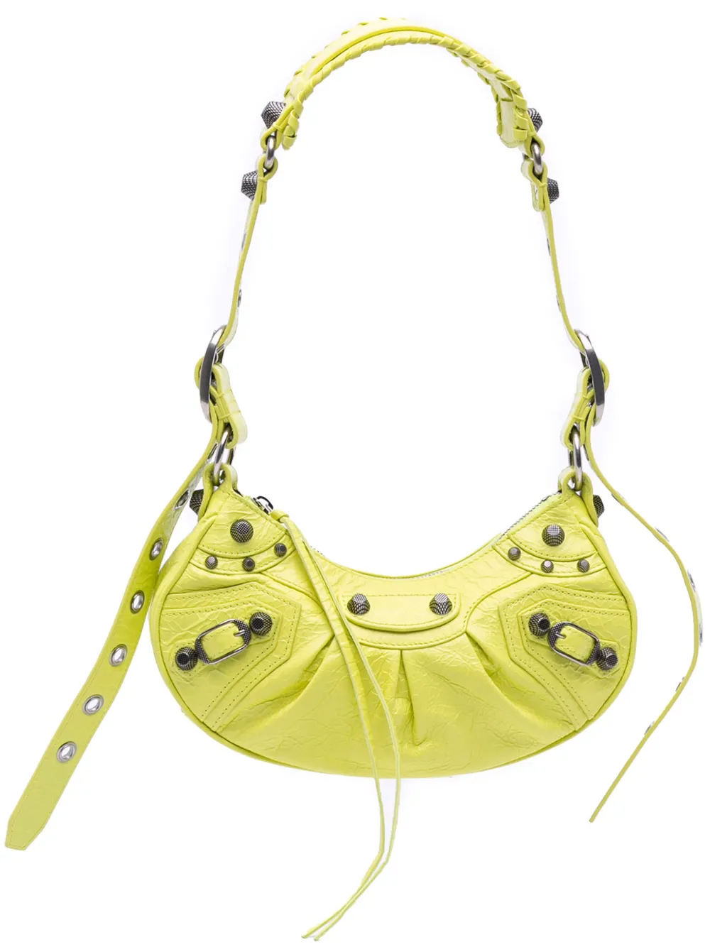 Pre-owned Balenciaga 2010 Lambskin Motocross Le Cagole Xs Crossbody Bag In Yellow