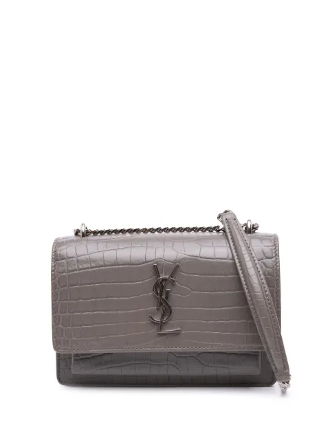 Saint Laurent Pre-Owned 2017 Croc Embossed Leather Monogram Sunset Chain Wallet crossbody bag