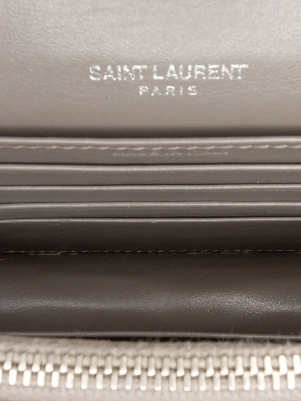 Pre-owned Saint Laurent 2017 Croc Embossed Leather Monogram Sunset Chain Wallet Crossbody Bag In Gray