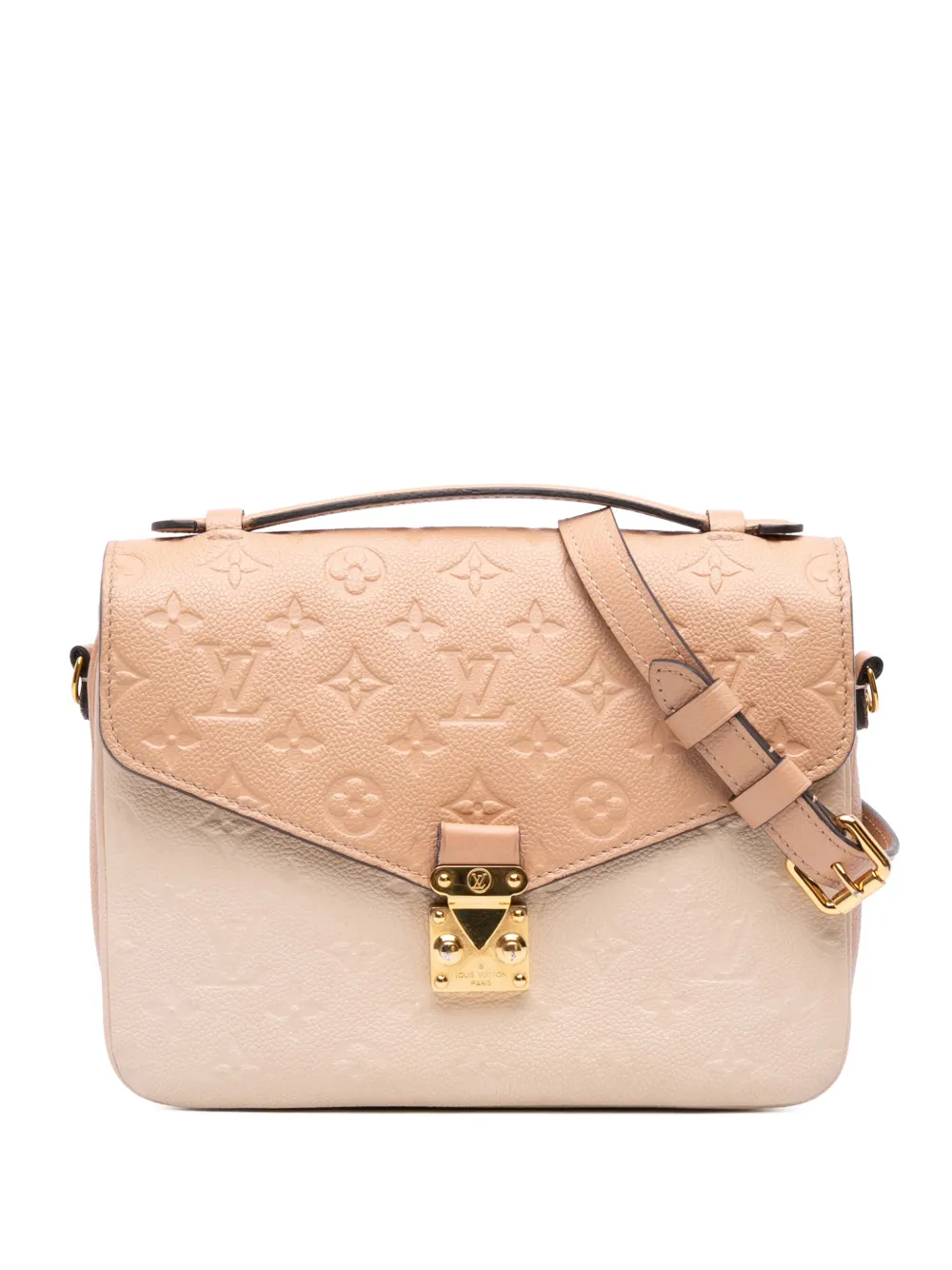 Pre-owned Louis Vuitton 2018 Bicolor Monogram Empreinte Pochette Metis Satchel In White