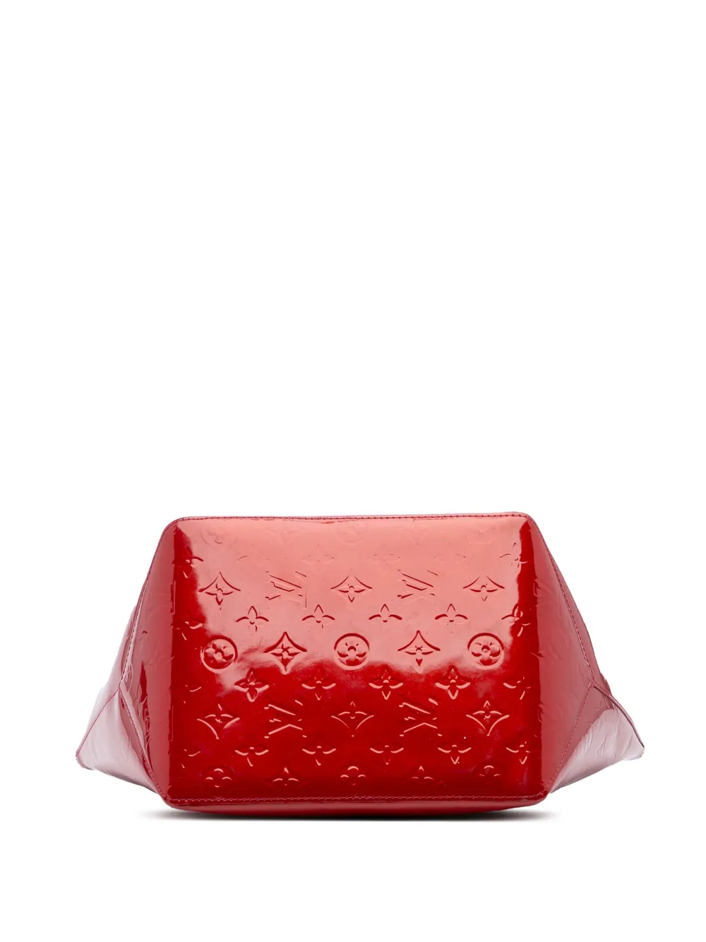 Pre-owned Louis Vuitton 2009 Monogram Vernis Bellevue Pm Tote Bag In Red