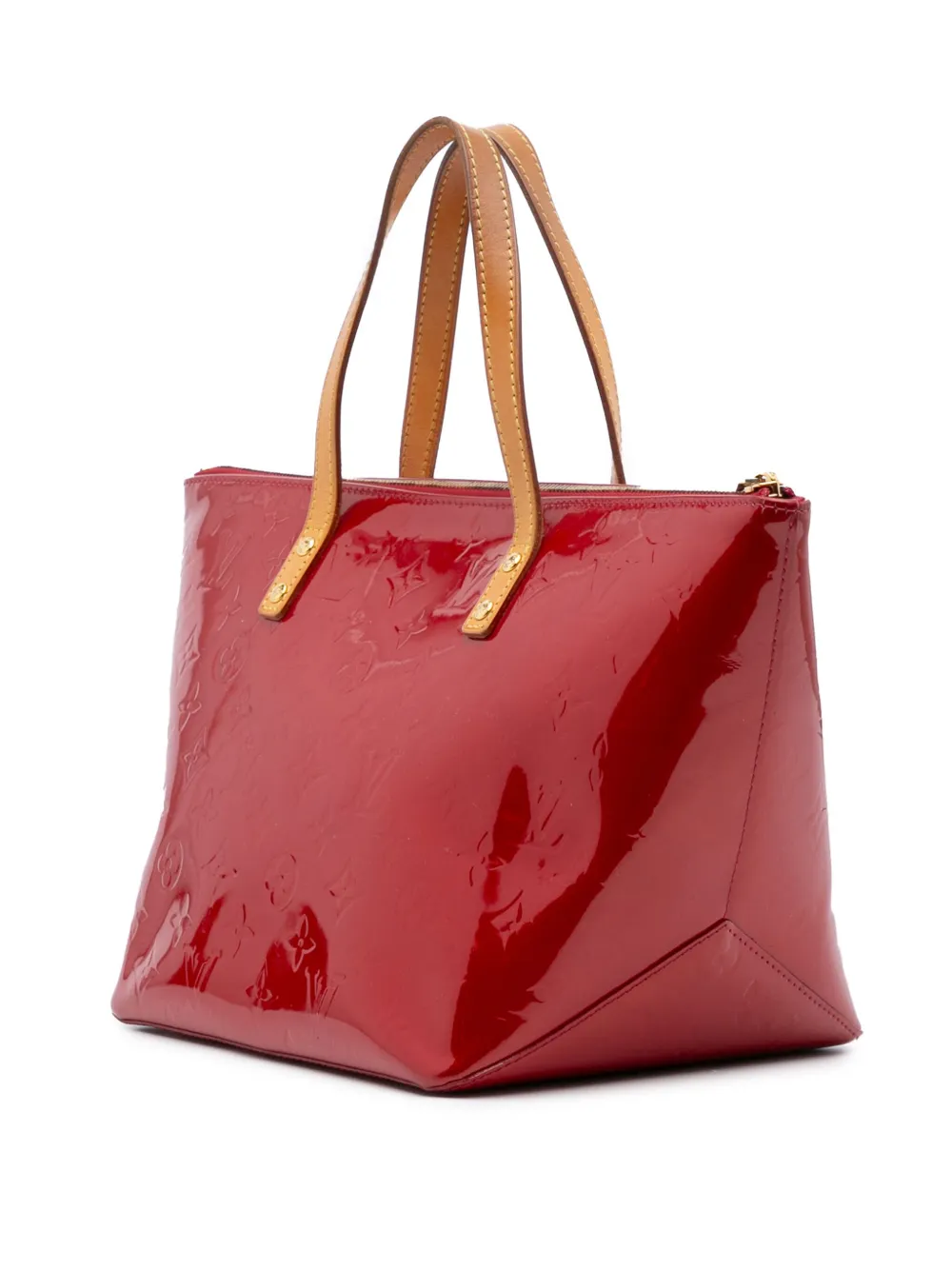 Pre-owned Louis Vuitton 2009 Monogram Vernis Bellevue Pm Tote Bag In Red