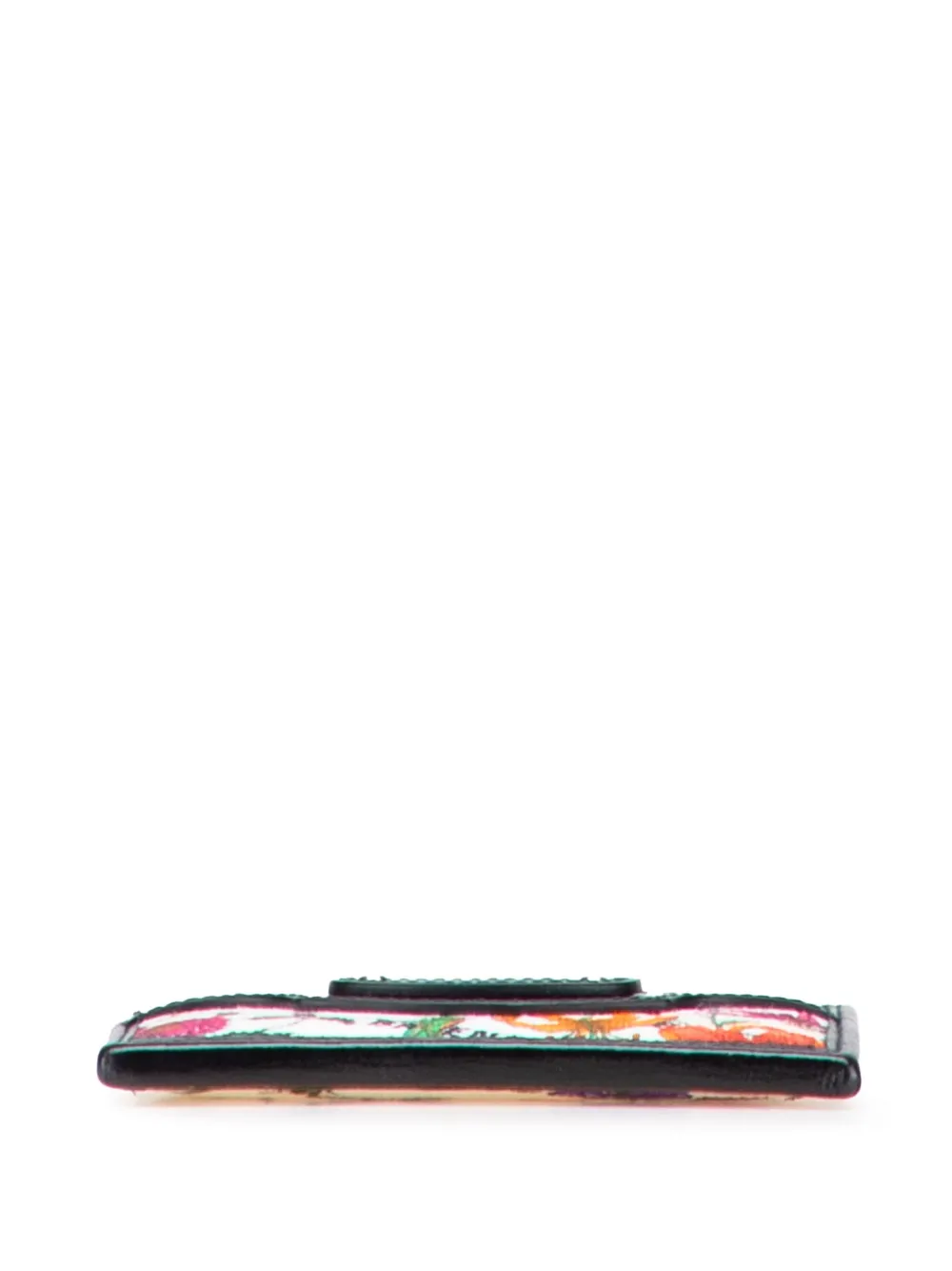 Pre-owned Gucci 2021-2025 Balenciaga The Hacker Project Flora Calfskin And Canvas Neo Classic Case Card Holder In Black
