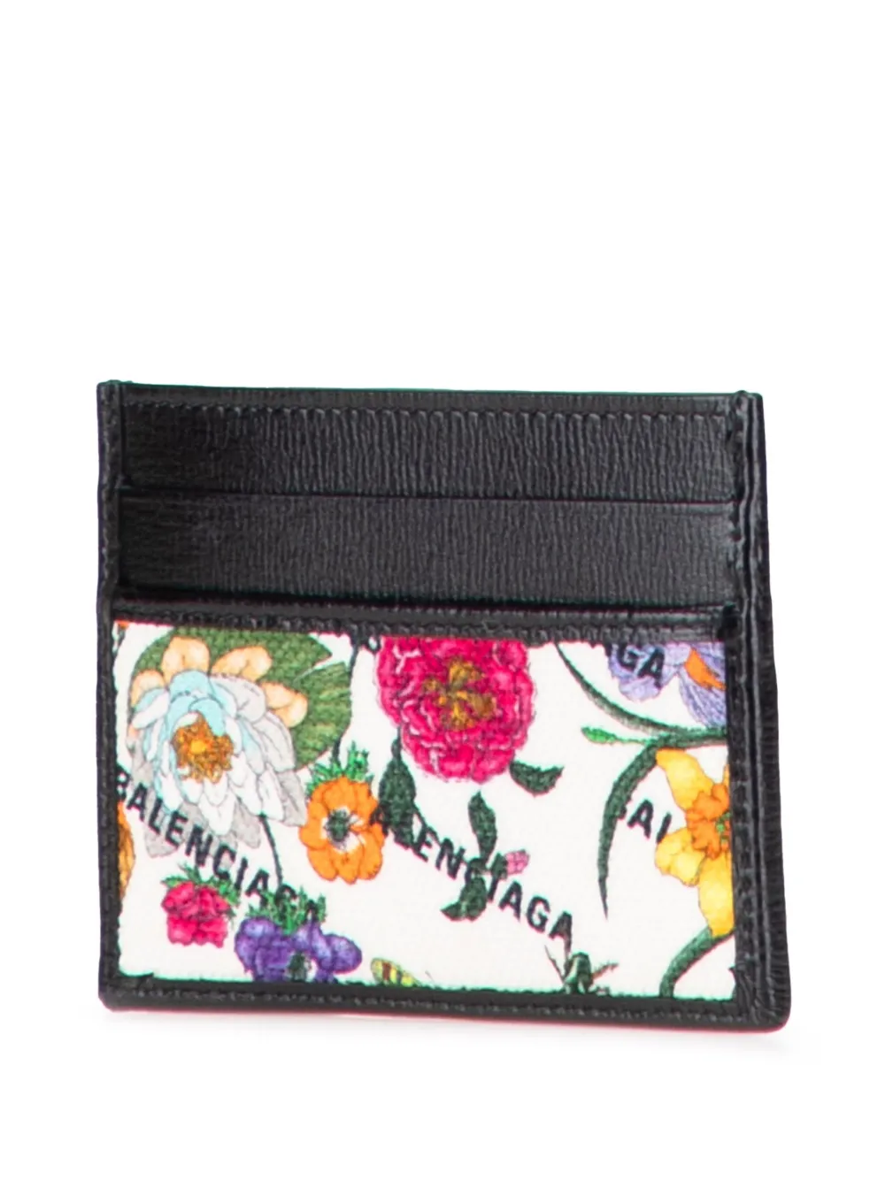 Pre-owned Gucci 2021-2025 Balenciaga The Hacker Project Flora Calfskin And Canvas Neo Classic Case Card Holder In Black