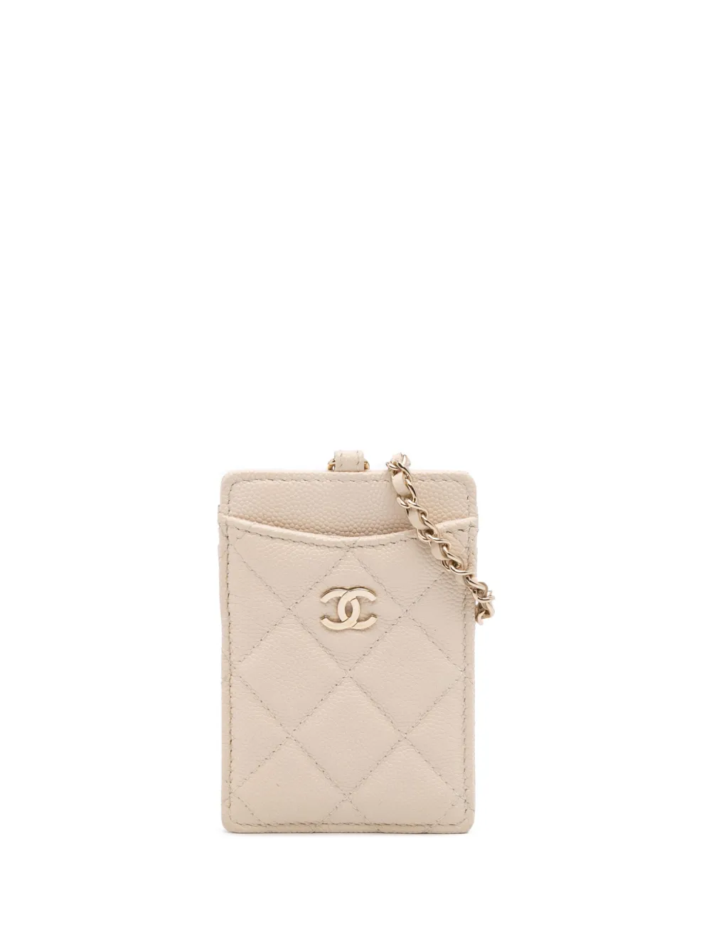 CHANEL Pre-Owned 2019 Quilted Caviar ID Card Holder | Brown | Image 1