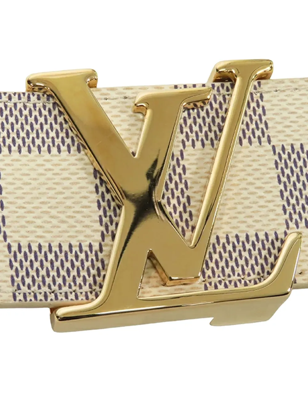 Pre-owned Louis Vuitton 2016 Damier Azur Initiales Belt In White