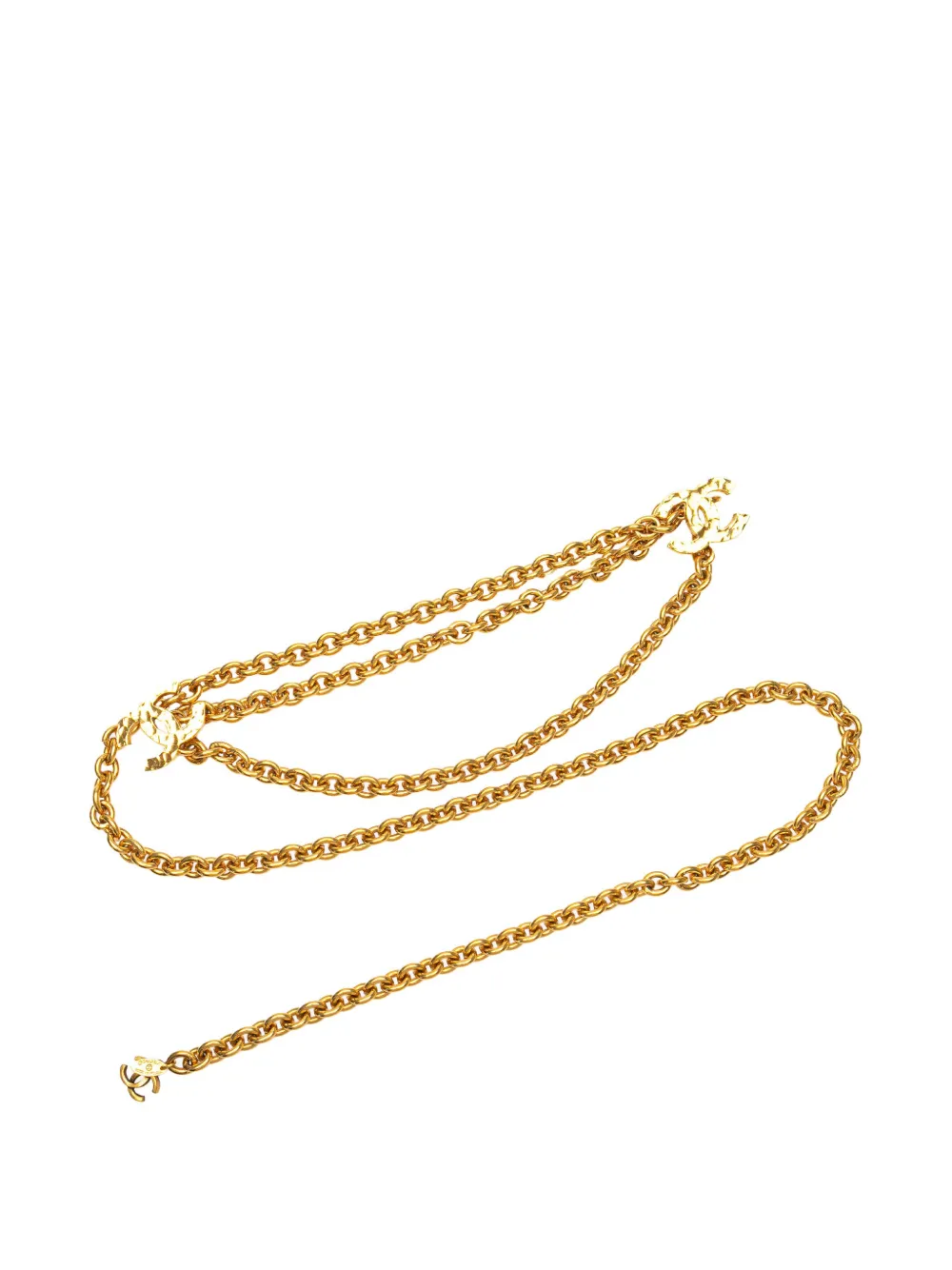 CHANEL Pre-Owned 1970-1980 ゴールドプレーテッド ココマーク トリプル チェーンベルト - ゴールドトーン CHANEL Pre-Owned 1970-1980 ゴールドプレーテッド ココマーク トリプル チェーンベルト - ゴールドトーン