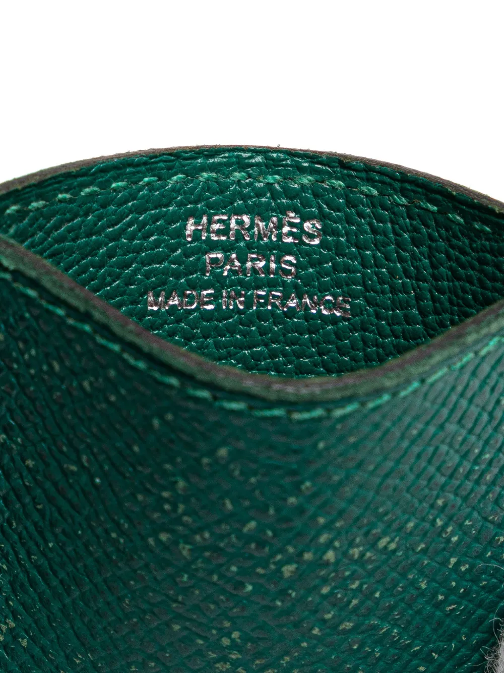 Pre-owned Hermes 2013 Epsom Diabolo Card Holder In Green