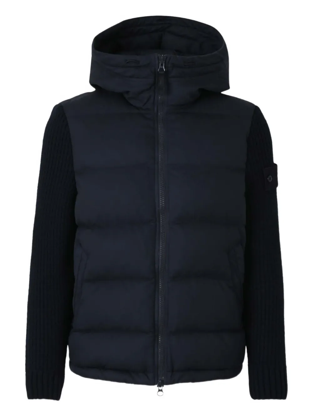 Stone Island キルティング フーデッドジャケット - ブルー Stone Island キルティング フーデッドジャケット - ブルー