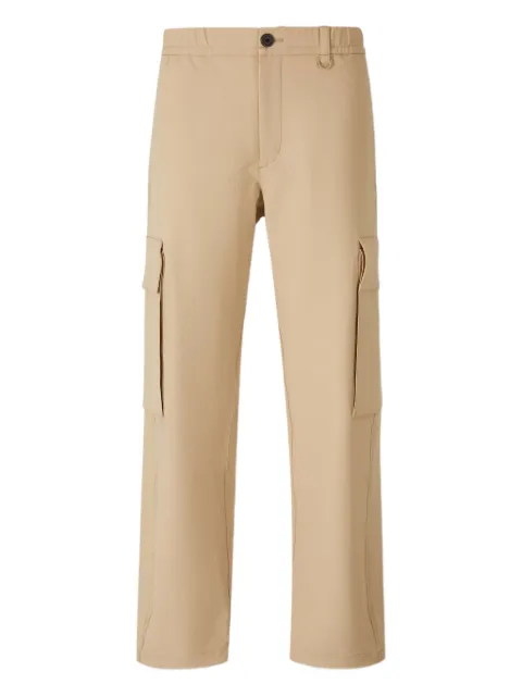 Laminar elastic-waistband cargo-pocket trousers