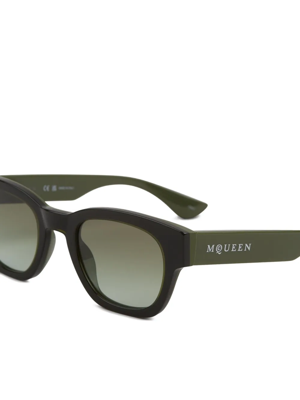 Alexander McQueen Zonnebril met rechthoekig montuur Zwart