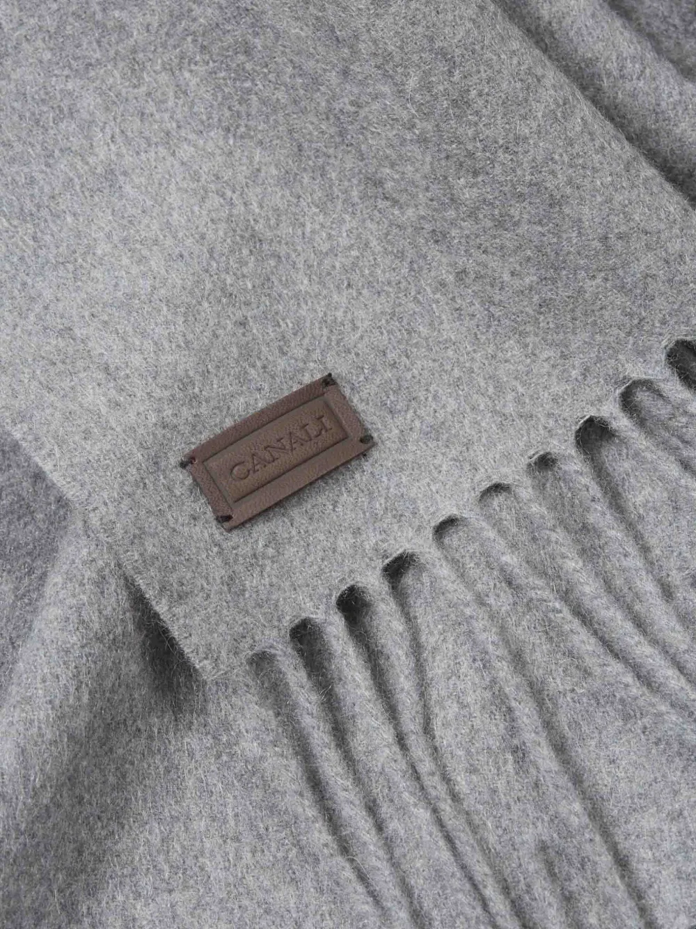 Canali Kasjmier sjaal met franje Grijs