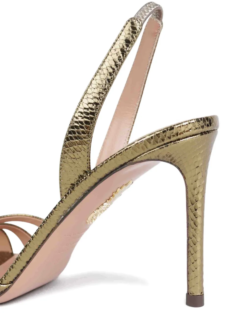 Aquazzura 85mm Tati metallic-effect slingback sandals Green