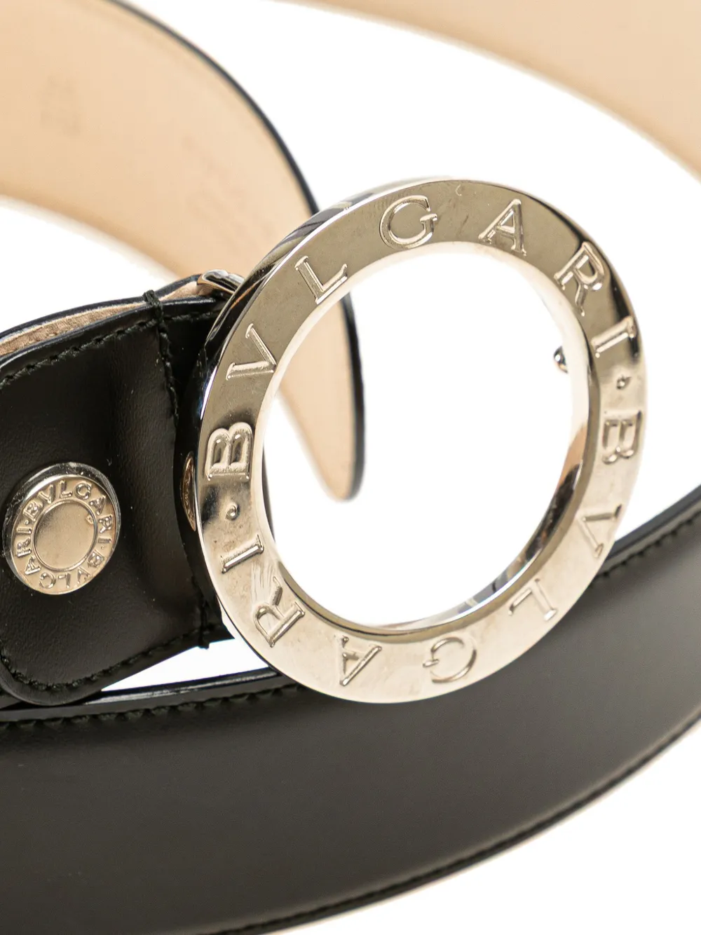 BVLGARI ベージュ レザー ベルト BVLGARI ロゴ入りベージュレザーベルト