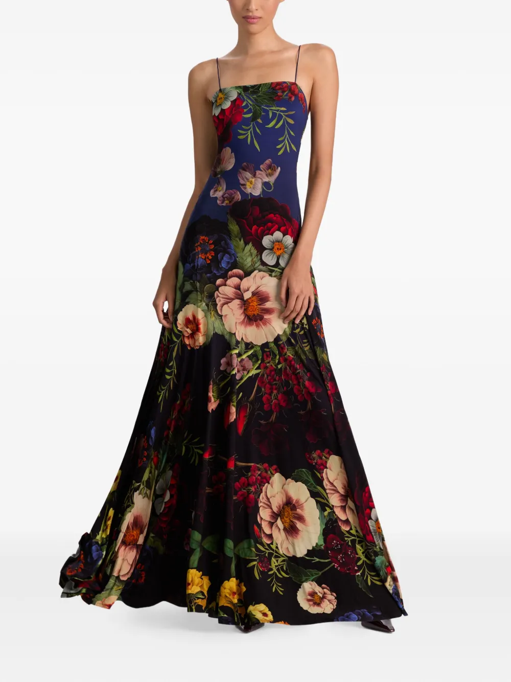 Alice + olivia Augusta maxi-jurk met spaghettibandjes en bloemenprint - Zwart