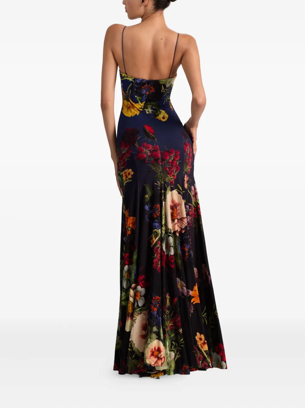 Alice And Olivia Augusta Spaghetti-strap Floral Maxi Dress In Blue