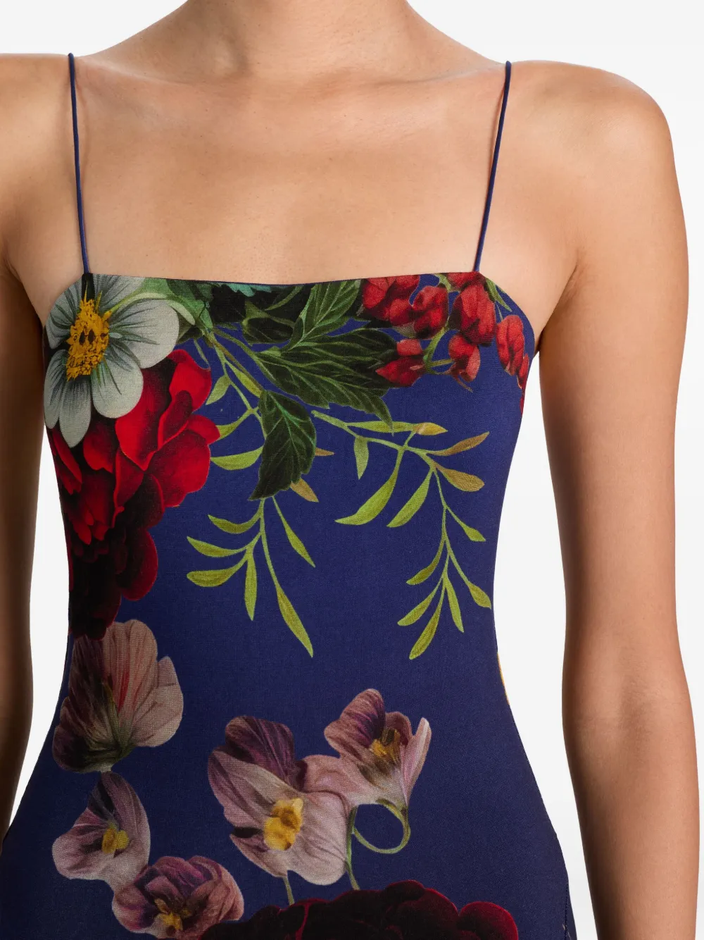 Alice And Olivia Augusta Spaghetti-strap Floral Maxi Dress In Blue