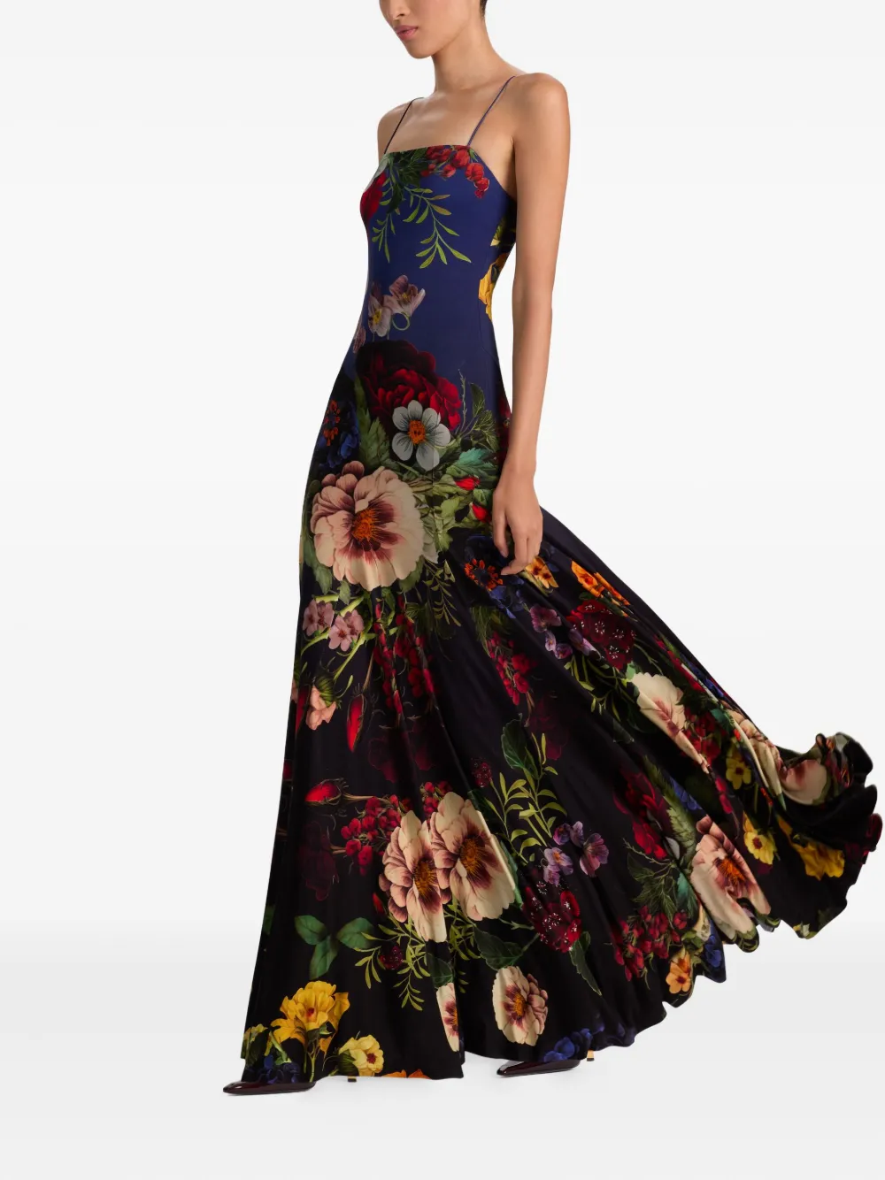 Alice And Olivia Augusta Spaghetti-strap Floral Maxi Dress In Blue