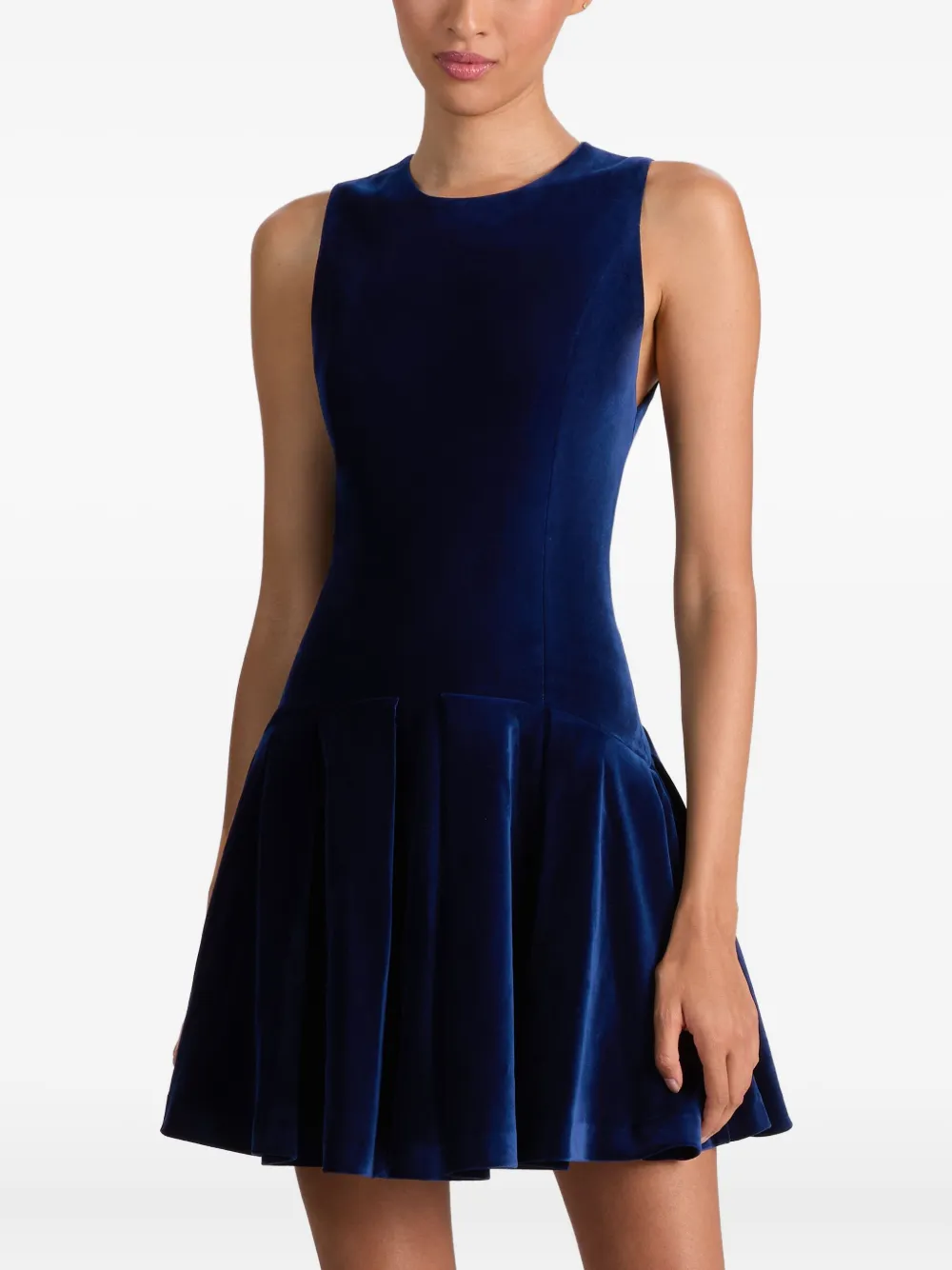 Alice And Olivia Adley Flare Mini Dress Dark Midnight Blue In Blue