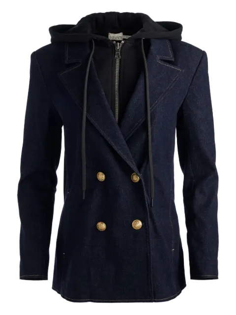 alice + olivia Jordan double-breasted hooded denim blazer