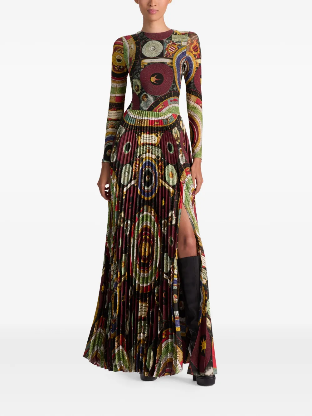Alice And Olivia Ivey Sunburst-pleated Maxi Dress In Multi