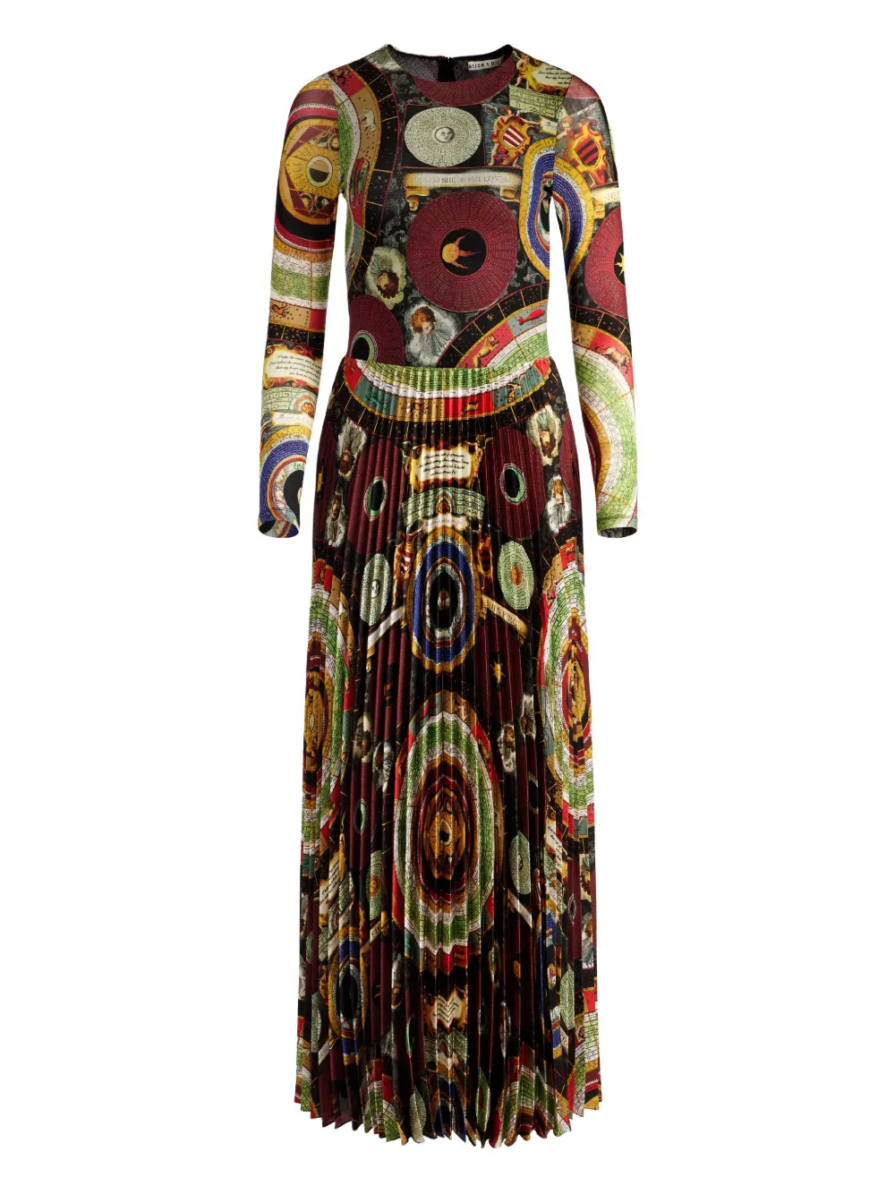Alice And Olivia Ivey Sunburst-pleated Maxi Dress In Multi